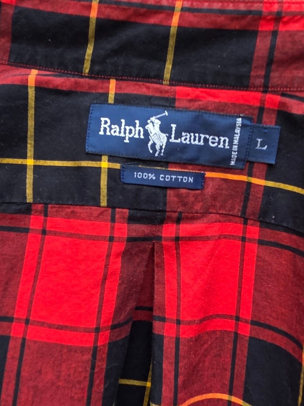 VTG-Ralph Lauren Crested Tartan Plaid Shirt Men L Classic